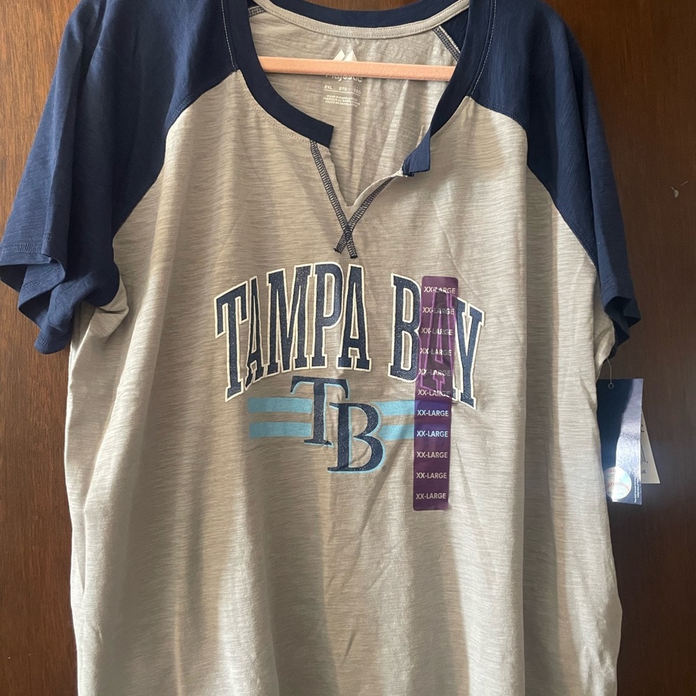 Tampa Bay Rays Baseball Women’s Raglan Shirt - Navy and Gray